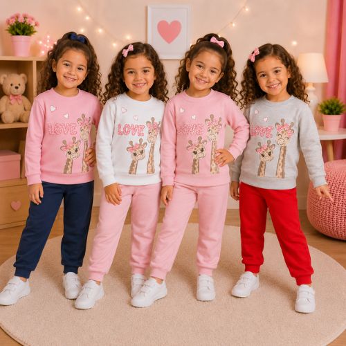 Conjunto Moletom Menina Blusa Love e Calça Kely Kety