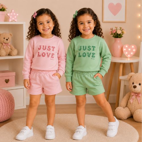 Conjunto Menina Blusa Moletom e Shorts Kely Kety