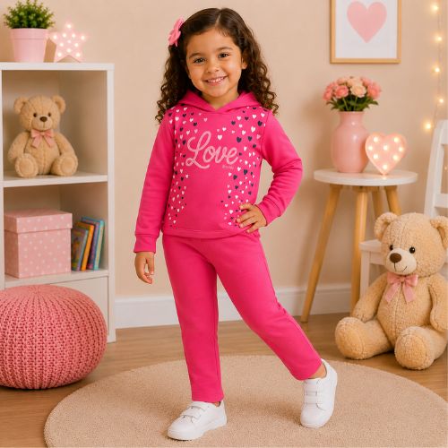 Conjunto Infantil Feminino Love com Capuz Kely & Kety