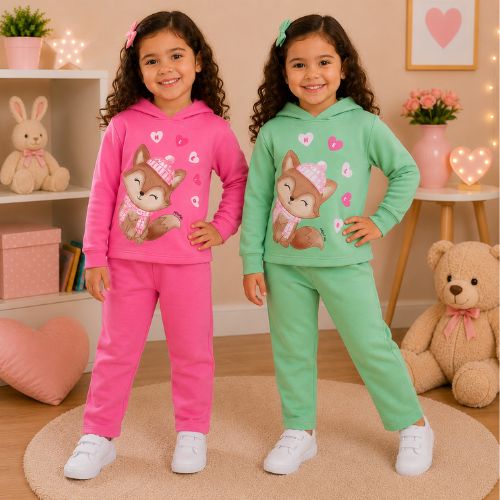 Conjunto Infantil Feminino Raposinha Love com Capuz Kely & Kety