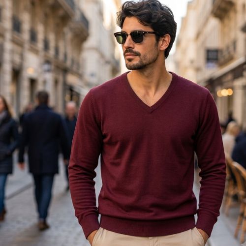 Suéter Masculino Gola V Tricô Básico Manga Longa Casual Hering
