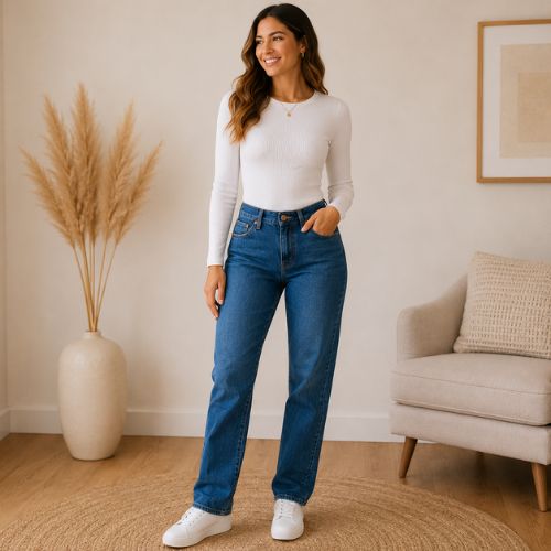 Calça Jeans Feminina Western Reta Cintura Média Wrangler