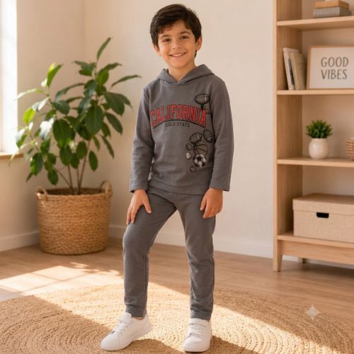 Conjunto Infantil Moletom California Menino com Capuz Rei Rex