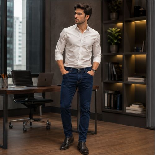 Calça Jeans Masculina Wrangler Slim Azul Escuro
