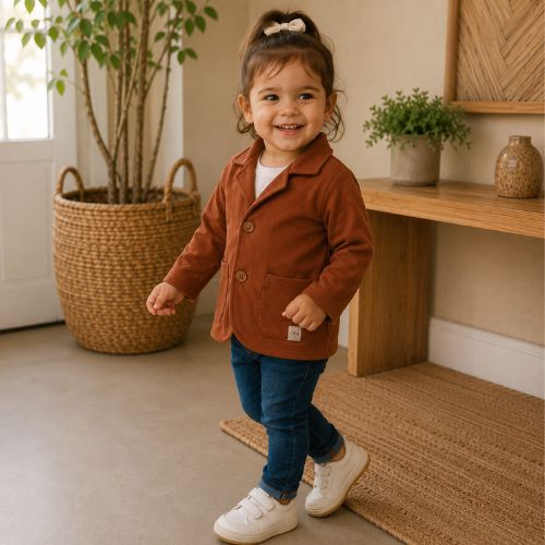 Blazer Infantil Unissex com Gola Tradicional e Botões- Carinhoso