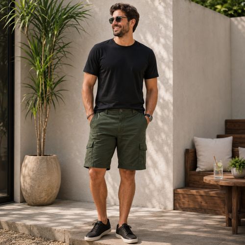 Bermuda Masculina Cargo Verde Militar Hering