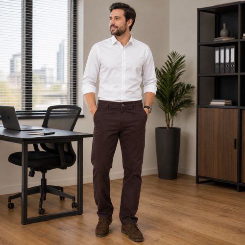 Calça Masculina de Sarja Reta Cintura Média Hering