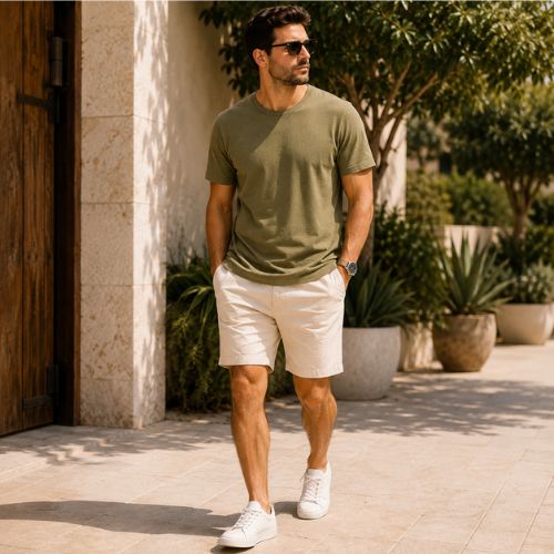 Camiseta Masculina Slim Verde Manga Curta Gola Careca Básica- Hering
