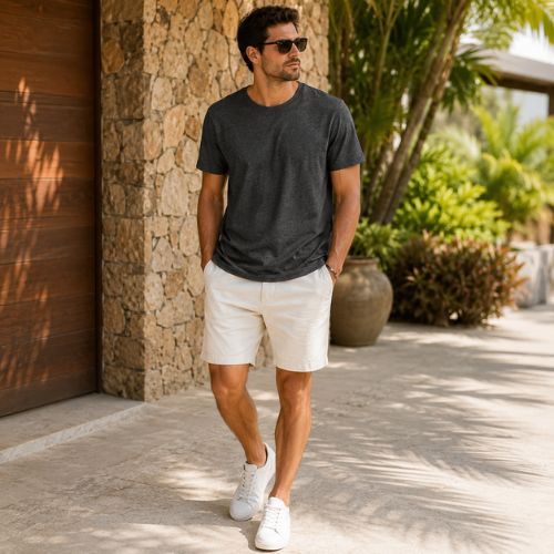 Camiseta Masculina Regular Cinza Manga Curta Gola Careca Básica- Hering
