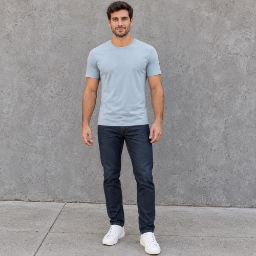 Camiseta Masculina Slim Hering Azul Claro Gola Redonda