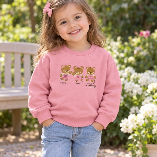 Blusa Menina Baby Manga Longa Três Ursinhas com Ribana Malwee
