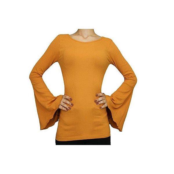 Blusa Manga Longa Trifil Boca de Sino Mostarda