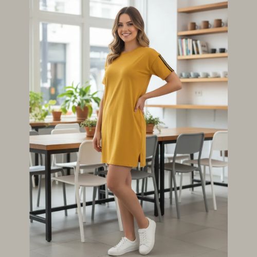 Vestido Manga Curta em Meia Malha J80037