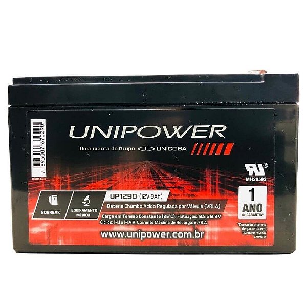 Bateria Selada Unipower Estacionária, VRLA, 12V, 9Ah - UP1290 - Tatá  Impressoras