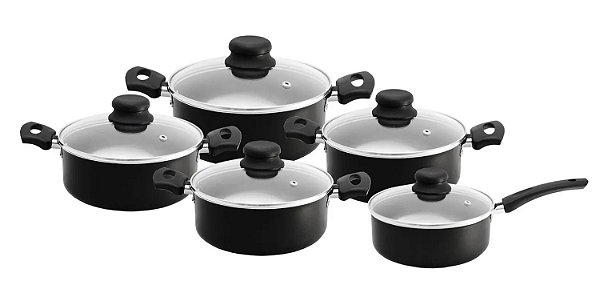 Conjunto de Panelas Antiaderentes Arnix Unique – 5 Peças | Preto