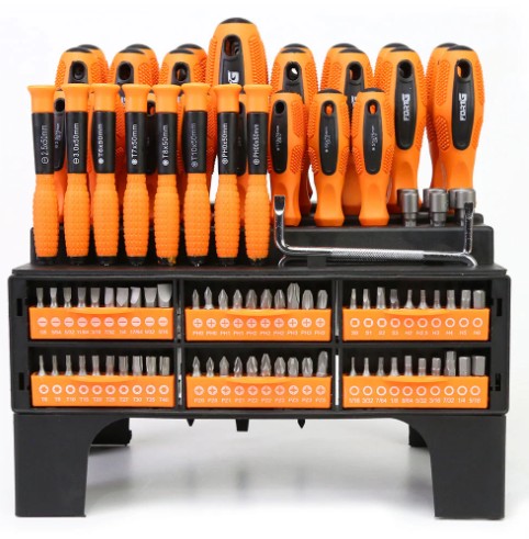 Jogo com 100 Peças FORTGPRO FG8193 – Chaves de Fenda, Phillips e Bits para Manutenção e Reparos