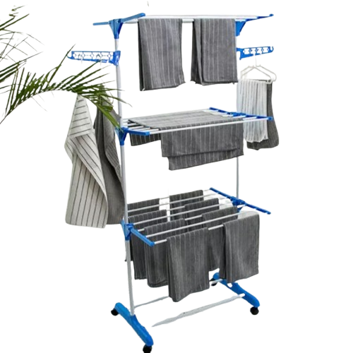 Varal Portátil de Chão Vertical com 3 Andares Dobrável – Compacto e Eficiente