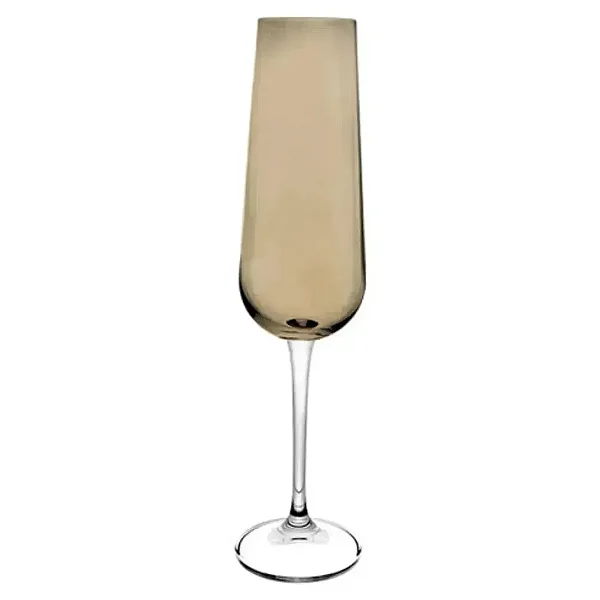 Jogo com 6 Taças para Champanhe em Cristal Bohemia Ardea Bege Imperial 220ml