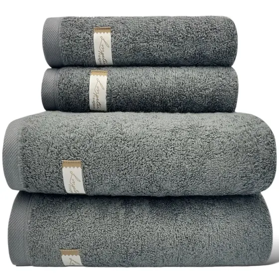 Jogo de Toalhas Algodão Egípcio Quefren – 4 Peças Banhão Gigante Cinza