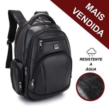Mochila De Couro Masculina Grande Semi Impermeável Trabalho