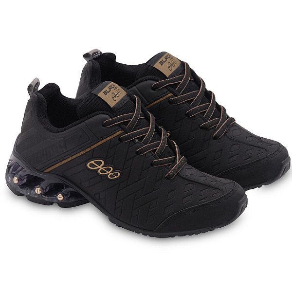 tenis preto e dourado