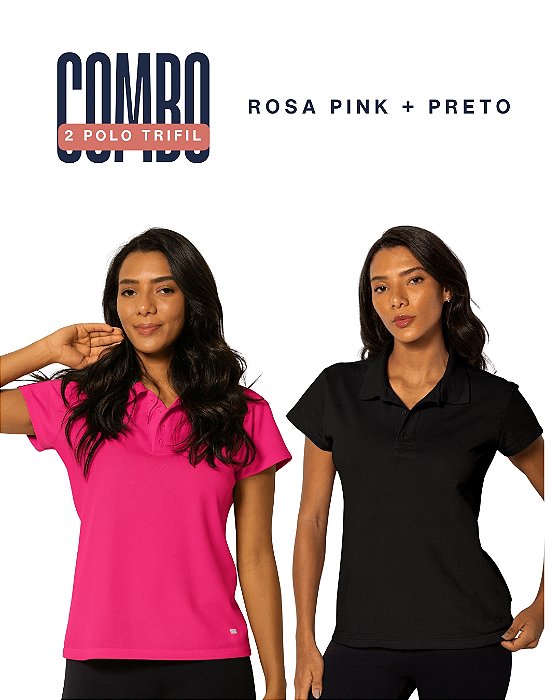 Combo 2 Blusa Polo Trifil - Pink + Preto