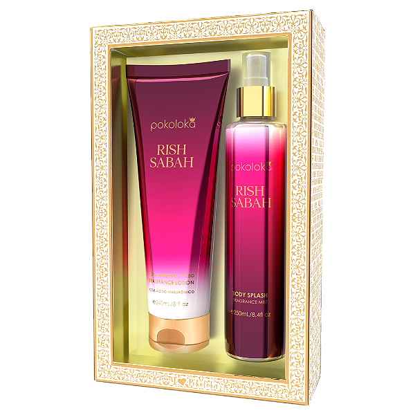 Kit Pokoloka Luxury Rish Sabah - 240ml (Similar Sabah Al Ward de Al Wataniah) Body Splash 250ml + Loção Hidratante 240ml