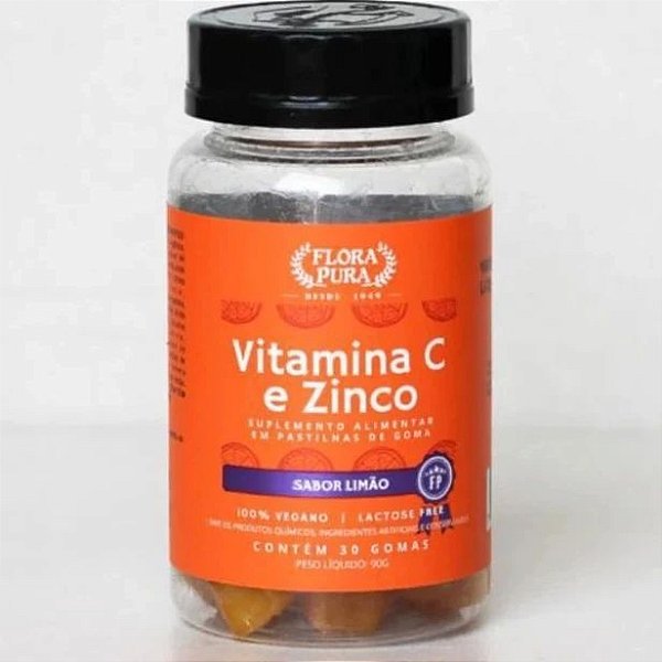 Vitamina C + zinco suplemento Alimentar em Goma - 30 unidades