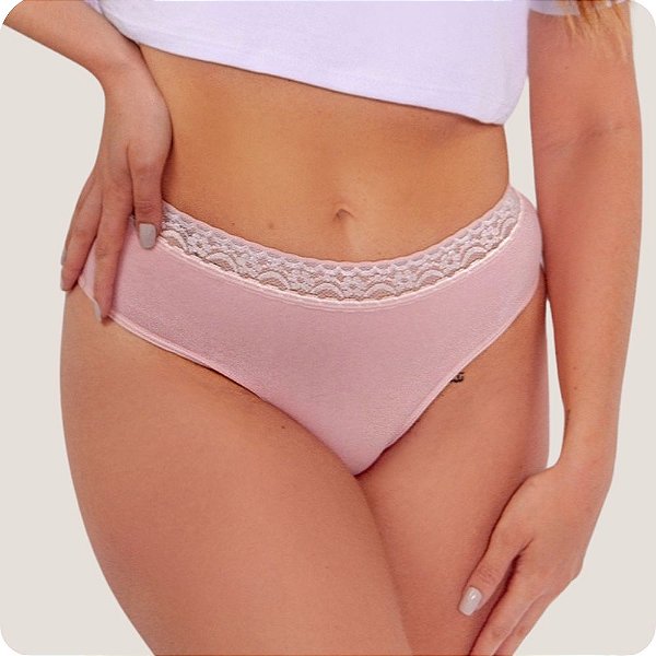 Kit 6 Calcinhas Laura Cintura Alta Renda