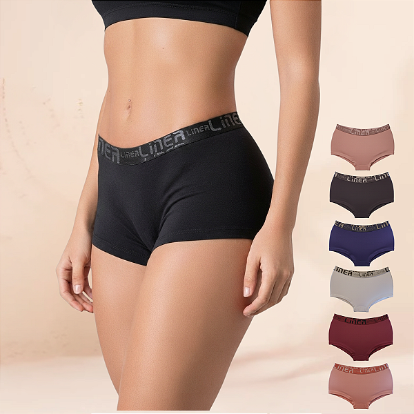 Kit Calcinhas Cueca Boxer Feminina Shortinho Box