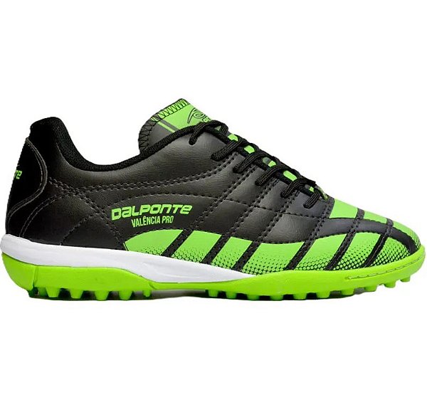 Chuteira Society Dalponte Preto com verde - Solado importado