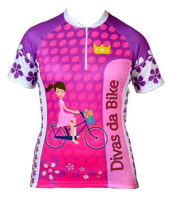 Camisa De Ciclismo Feminina Divas Da Bike Rosa