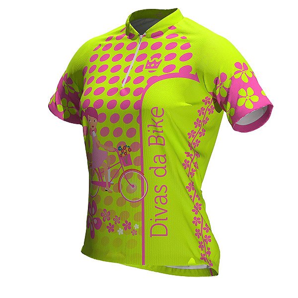Camisa De Ciclismo Feminina Divas Da Bike Neon