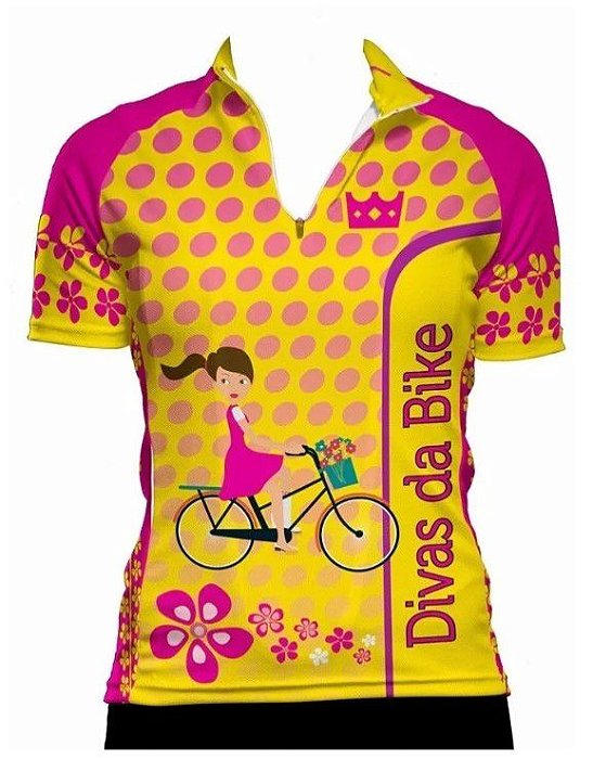 Camisa De Ciclismo Feminina Divas Da Bike Amarela