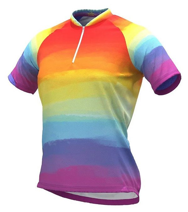 Camisa De Ciclismo Feminina Rainbow Tie Dye