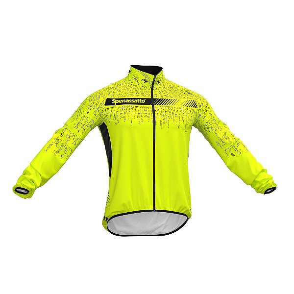 Jaqueta Corta Vento Para Ciclismo Masculina Digital Neon Amarela