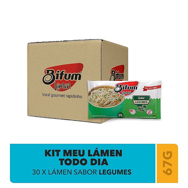 Kit 30unid Macarrão Arroz Bifum Lámen Sabor Legumes 67g Sem Glúten Vegano