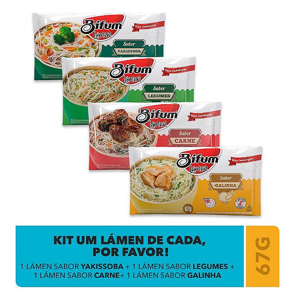 4 Unid Macarrão Arroz Bifum Lámen 4 Sabores 67g