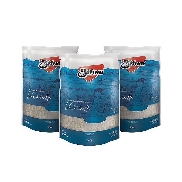 Kit 3unid Macarrão Arroz Oriental Bifum Sem Glúten Vegano 500g
