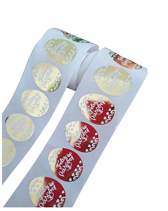 25 Unid. Adesivo Feliz Páscoa Hot Stamping Dourado