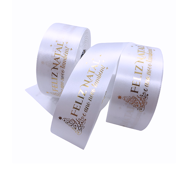 50 Metros - Fita Cetim Branca 3.5cm Natal