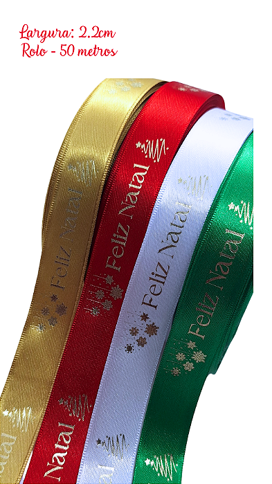 50M - Fita Cetim 2,2CM Natal