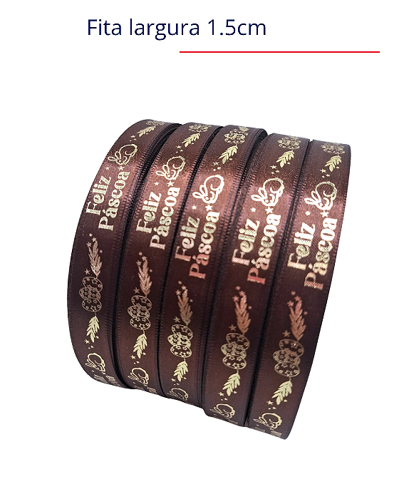 50M-Fita Cetim Premium 1,5cm Páscoa Marron