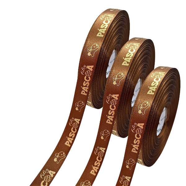 Fita Cetim Premium 1,5cm Páscoa Marron Claro Rl.50metros