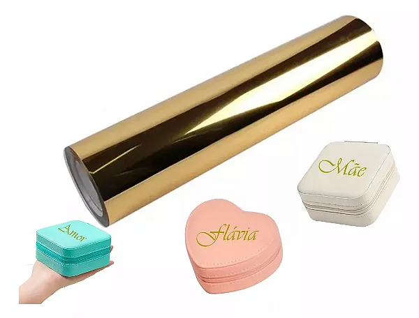 Filme De Recorte Termocolante Ouro Metálico 24cmx 1m