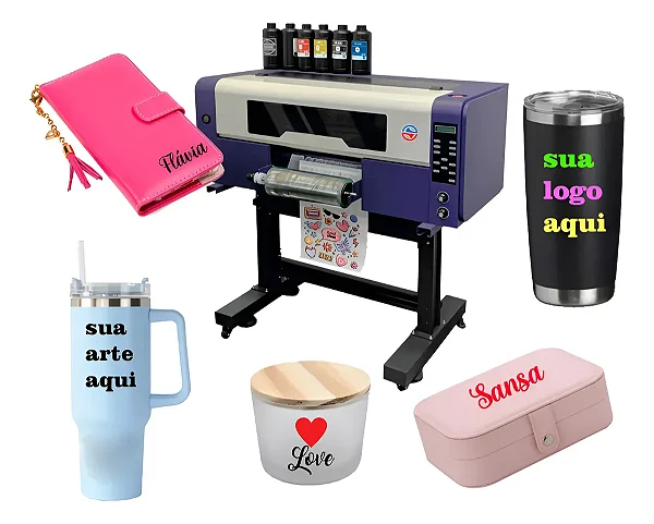 Impressão DTF UV - SEM VERNIZ - Folha A4 e A3 e Metro - Envie sua Arte - Pronto para Aplicar
