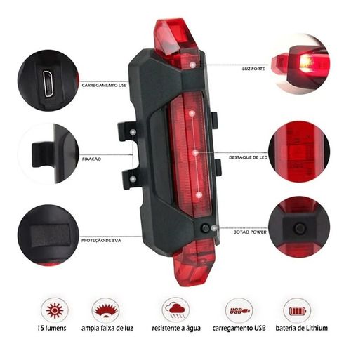 Sinalizador traseiro recarregavel USB H1717