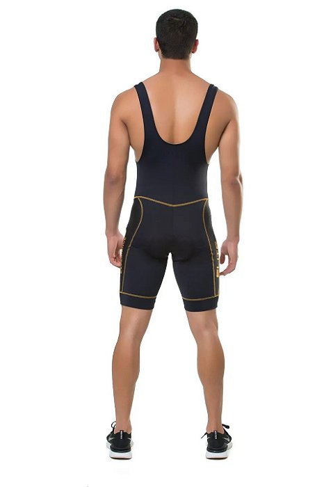Bretelle Para Cilclismo Com Forro de Espuma Bike Experience Masculino Elite Preto GG