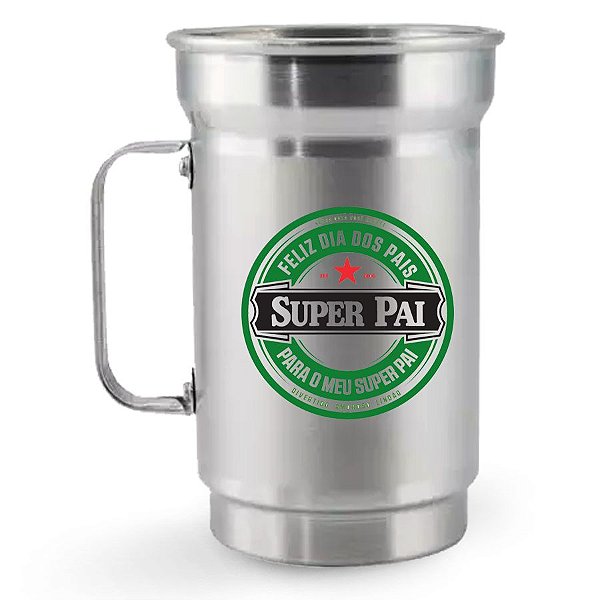 Caneca de Chopp de Alumínio 750 ml Dia dos Pais - Super Pai - Heineken