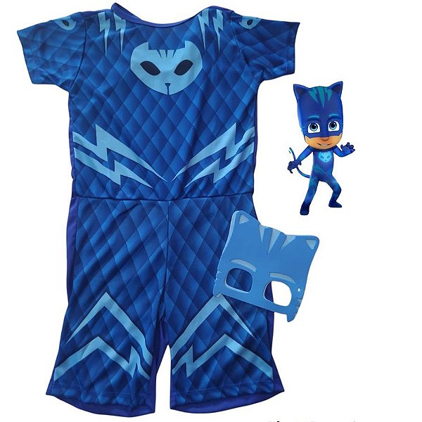Fantasia PJ Masks Menino Gato Infantil + Máscara 8 anos